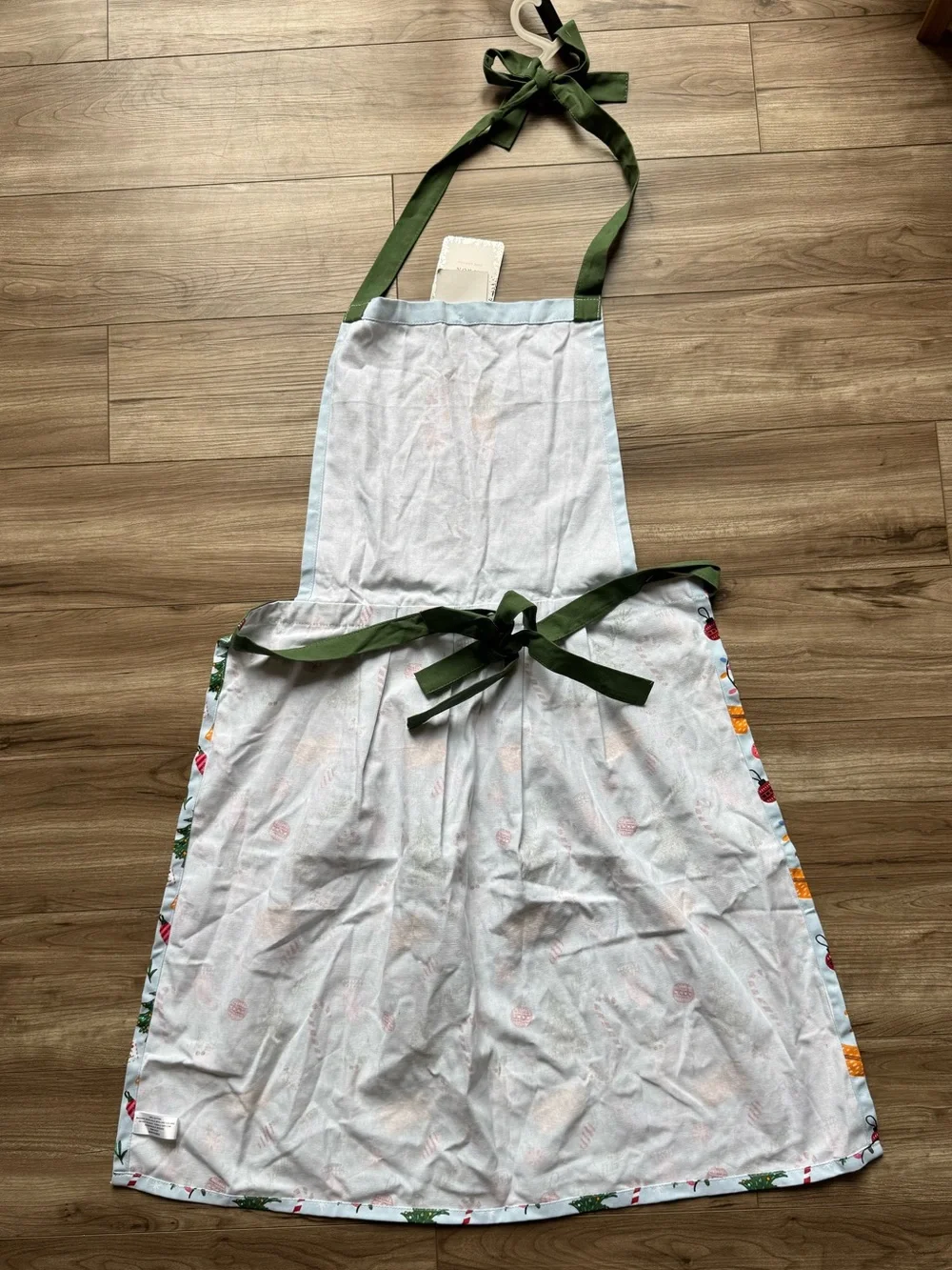 APRON, adult OSFM Fizz the Season NEW Cotton Holiday Christmas light blue